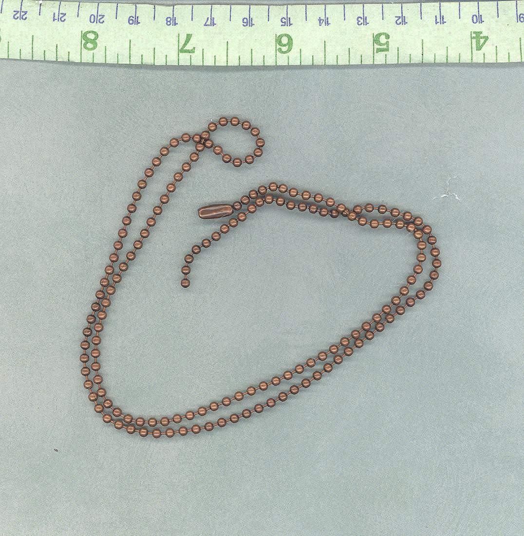 Antique Copper Ball Chain Necklaces - 24 inch - 2.4mm Diameter - Set of 10