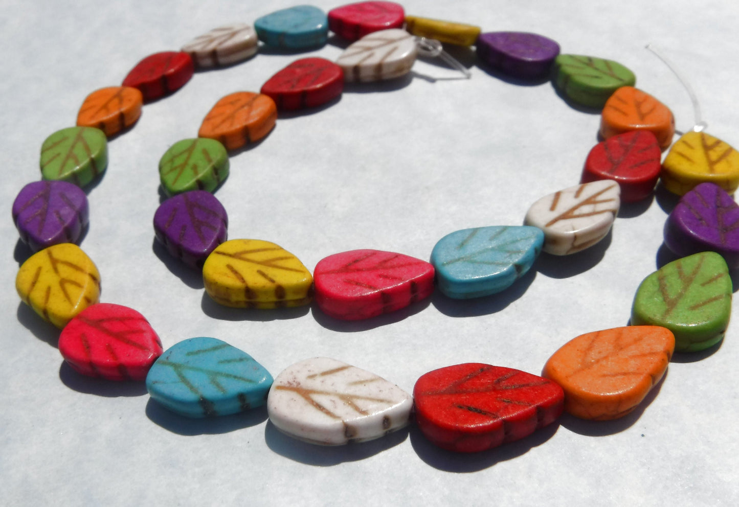 Colorful Leaf Stone Beads - 9mmx 13mm - Choose Half Strand or Full Strand - Use for Mosaics