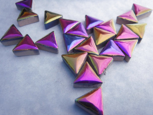 Colorful Metallic Mini Triangles Mosaic Tiles - 50g Ceramic - 15mm in Disco Lights