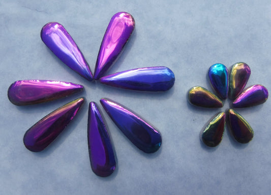 Colorful Metallic Teardrop Mosaic Tiles - 50g Ceramic Petals in Mix of 2 Sizes 1/2" and 3/5"