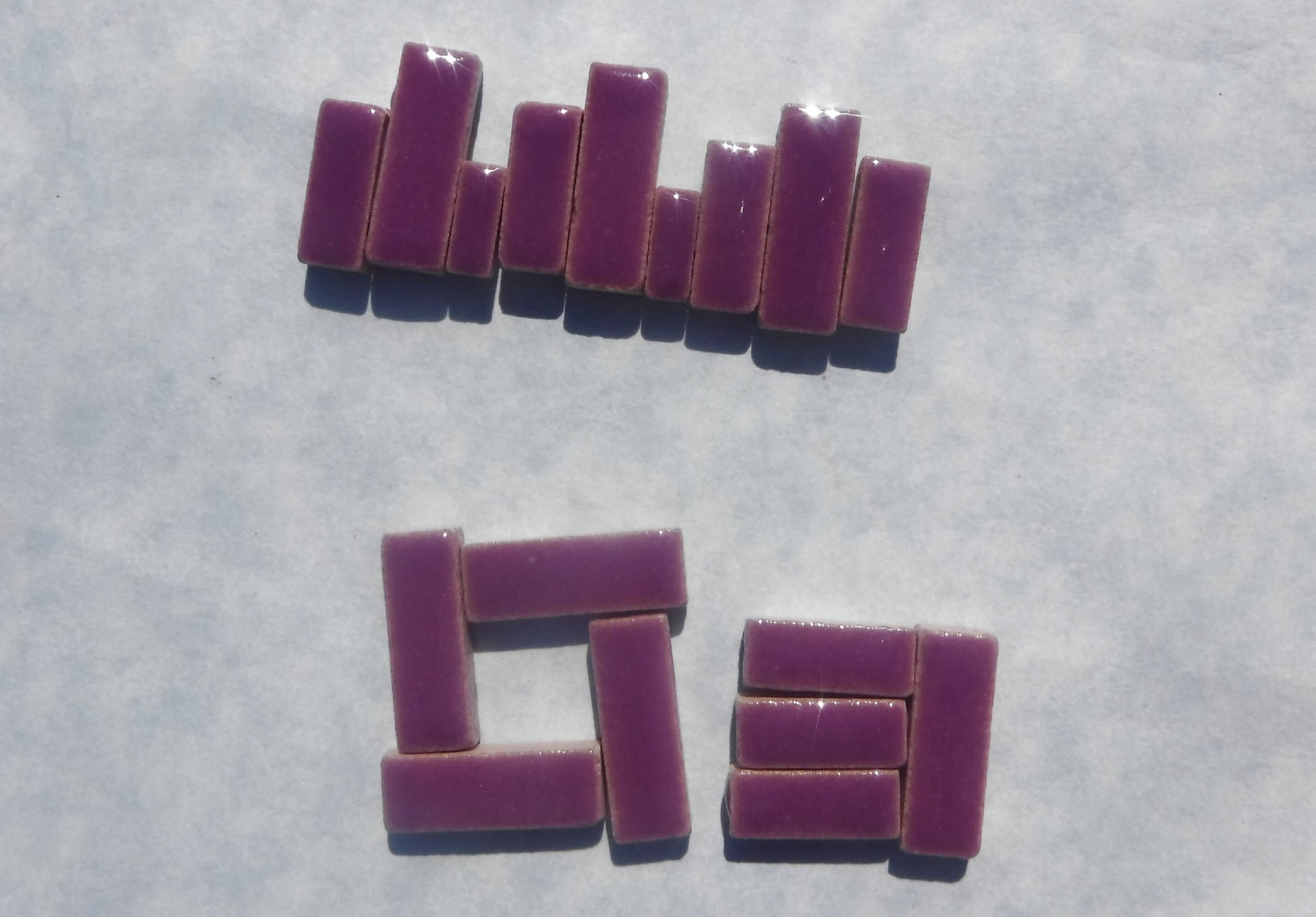 Purple Mini Rectangles Mosaic Tiles - 50g Ceramic in Mix of 3 Sizes 1/2" and 3/4"