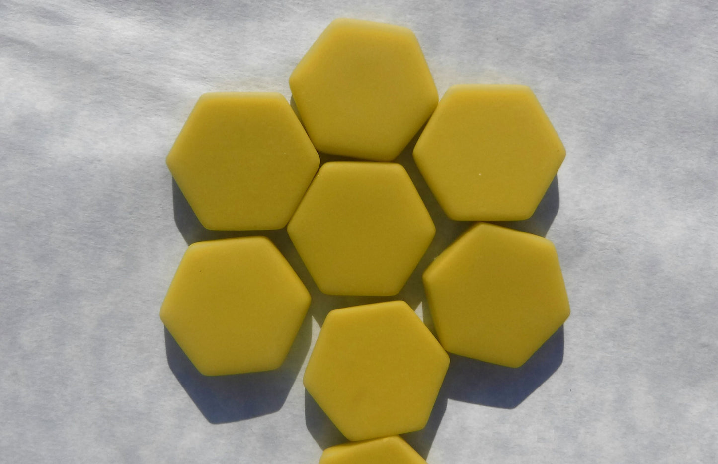 Yellow Hexagon Mosaic Tiles - 25 Glass 23mm MATTE Tiles in Mellow Yellow color