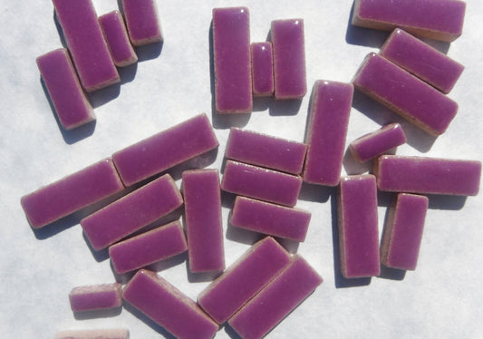 Purple Mini Rectangles Mosaic Tiles - 50g Ceramic in Mix of 3 Sizes 1/2" and 3/4"