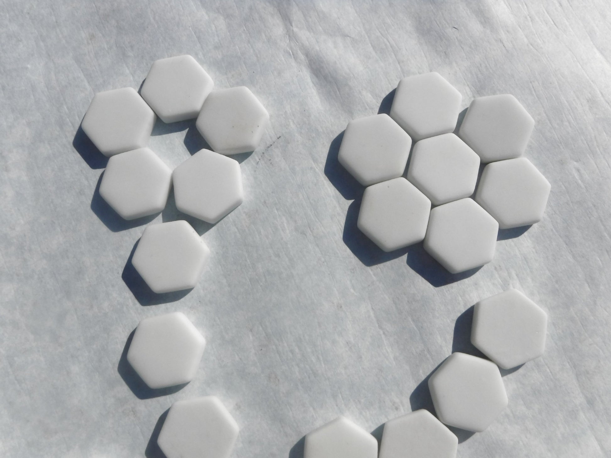 White Hexagon Mosaic Tiles - 25 Glass 23mm MATTE Tiles