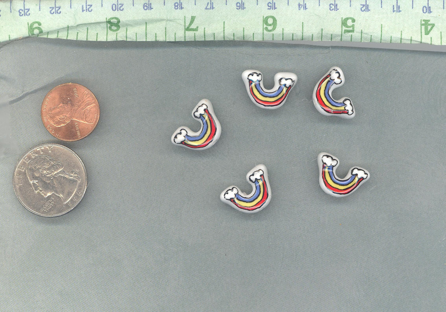 Rainbow Ceramic Beads - 12x18mm - Use in Mosaics and Jewelry Making