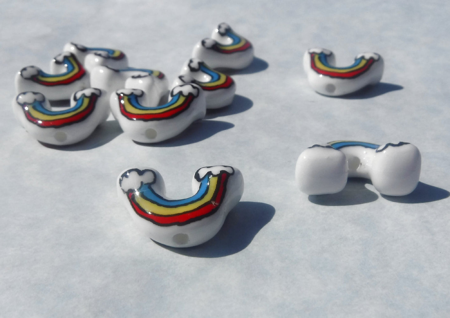 Rainbow Ceramic Beads - 12x18mm - Use in Mosaics and Jewelry Making