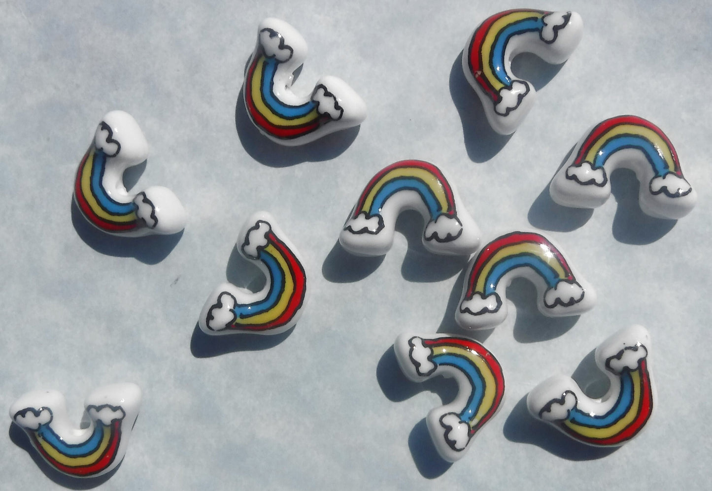 Rainbow Ceramic Beads - 12x18mm - Use in Mosaics and Jewelry Making