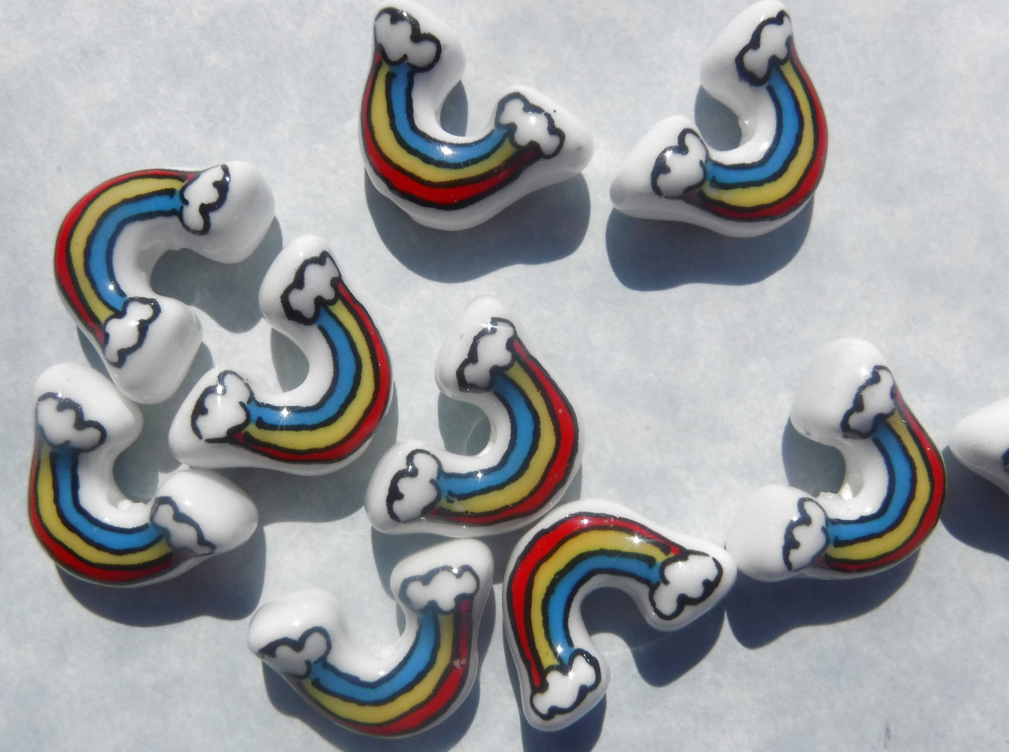Rainbow Ceramic Beads - 12x18mm - Use in Mosaics and Jewelry Making
