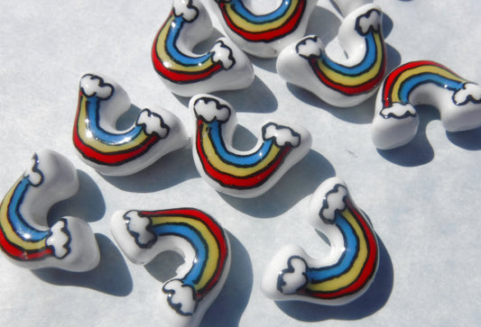 Rainbow Ceramic Beads - 12x18mm - Use in Mosaics and Jewelry Making