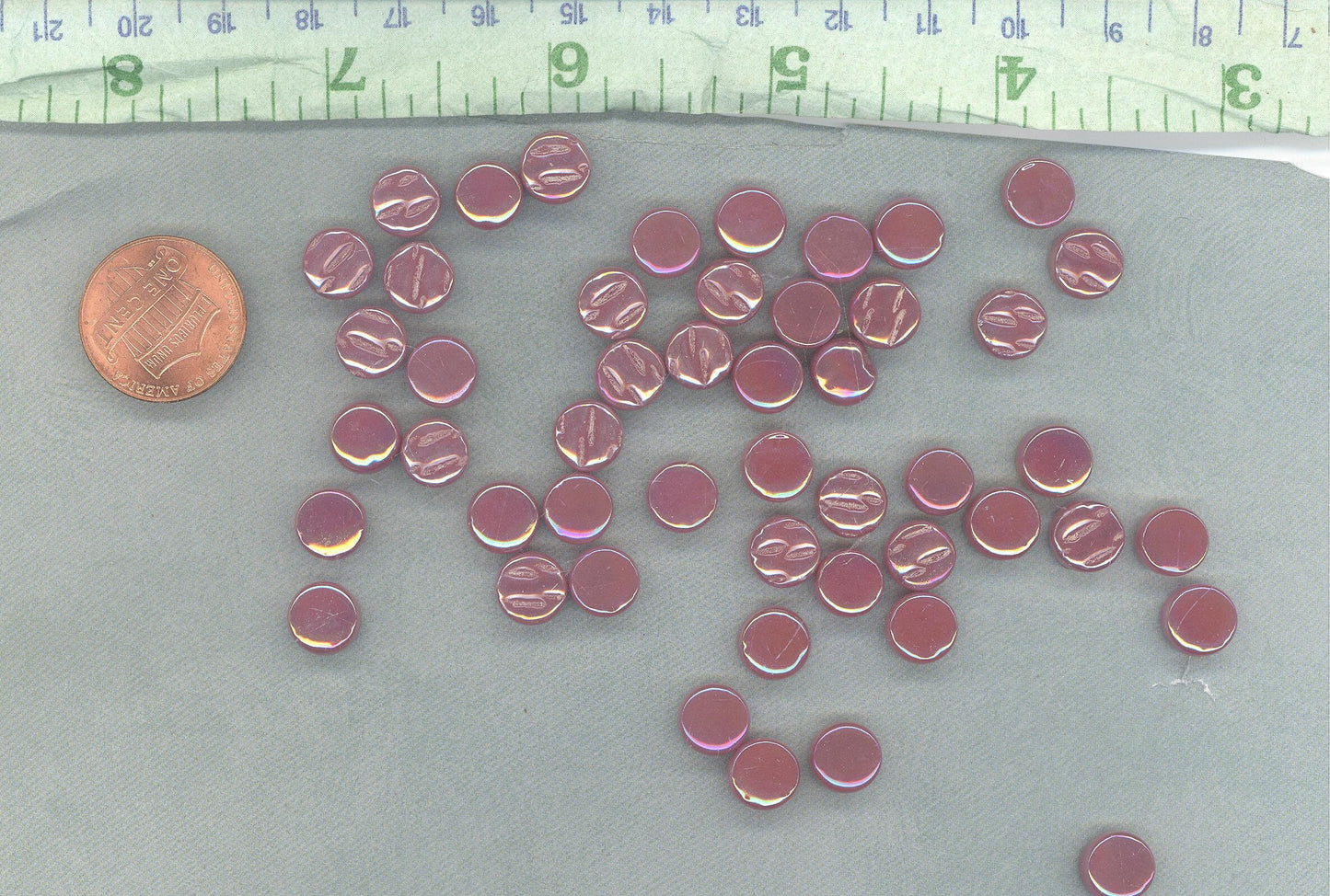 Raspberry Pink MINI Iridescent Glass Drops Mosaic Tiles - 50 grams - Over 100 Tiles