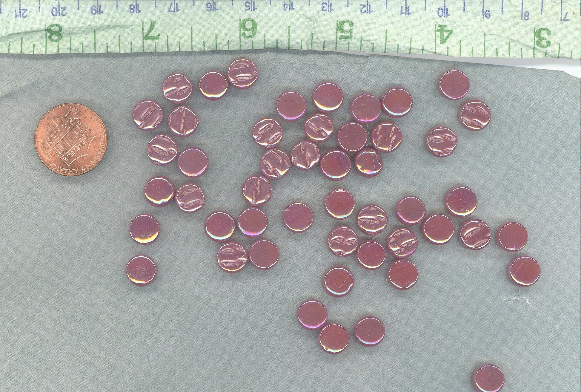 Raspberry Pink MINI Iridescent Glass Drops Mosaic Tiles - 50 grams - Over 100 Tiles
