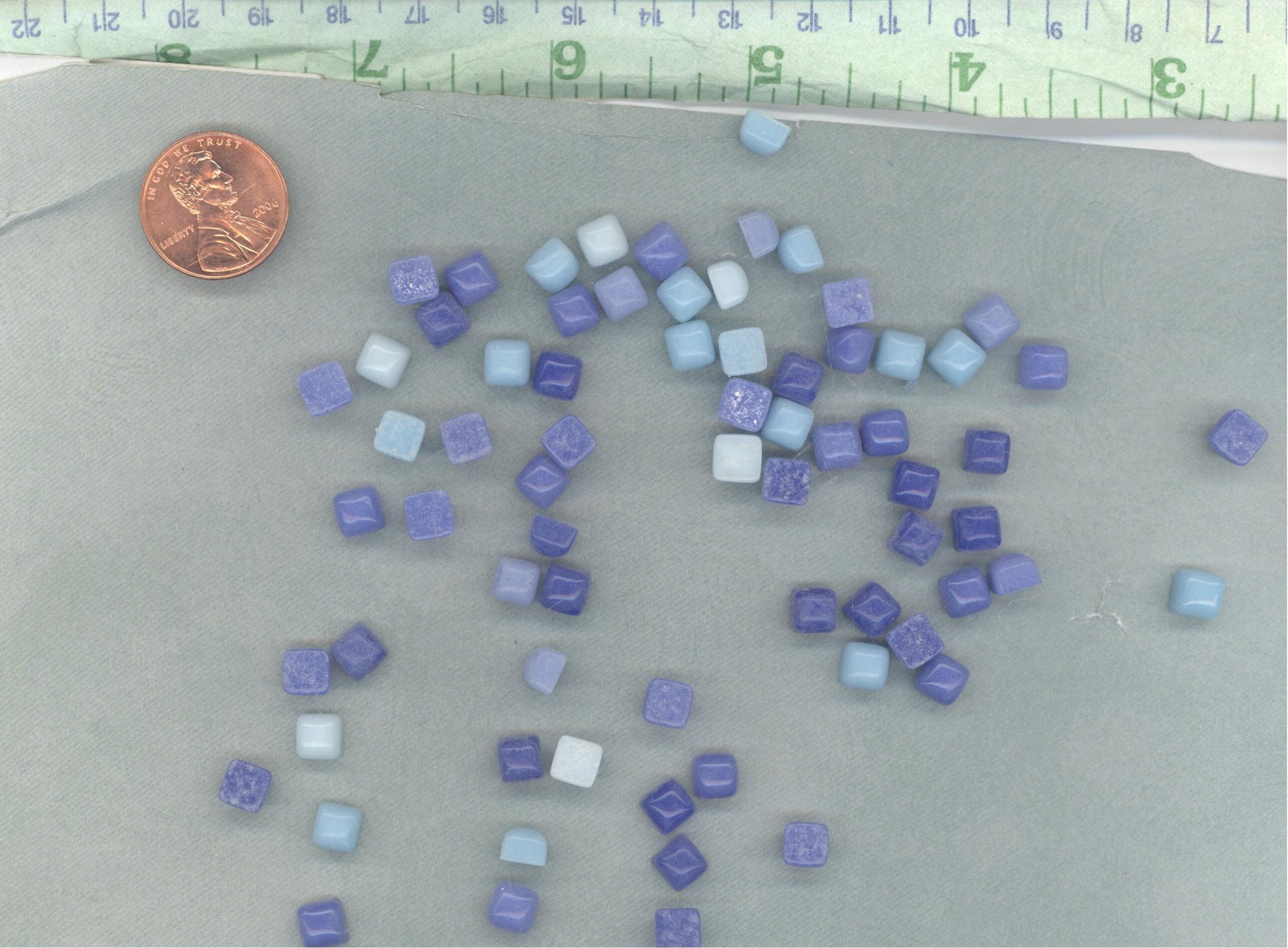 Out of the Blue Mix TINY Glass Tiles - 6mm Mini Mosaic Tiles - 100 Square with Domed Top - Use for Mosaic Jewelry Crystal