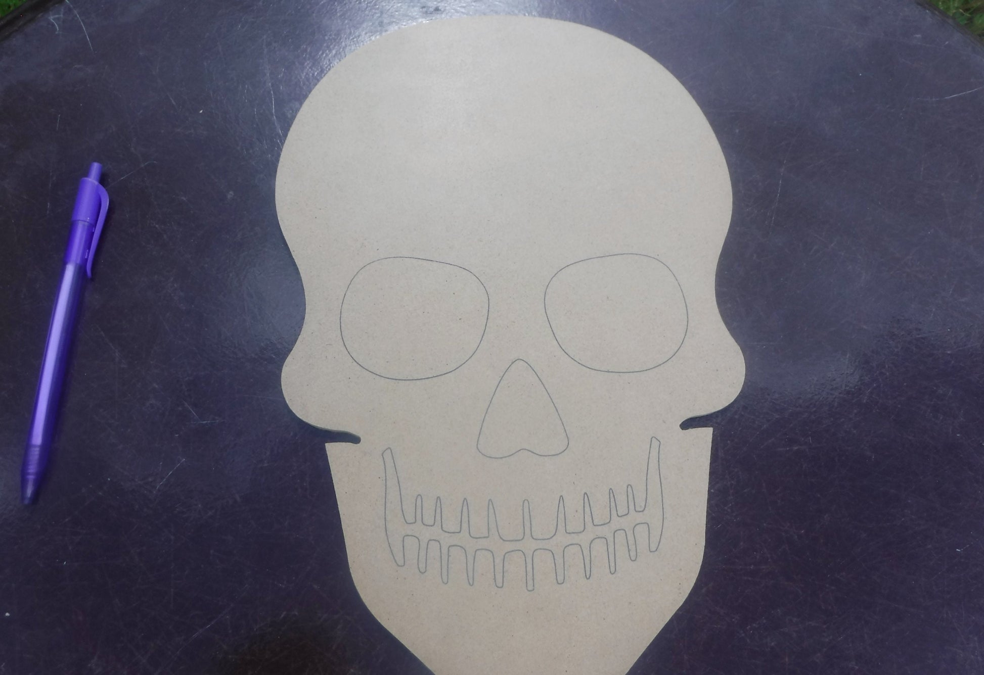 Skull Plaque - Unfinished THIN MDF Extra Large 12 inch Sign DIY - Halloween Day of the Dead Decor Sugar Skull
