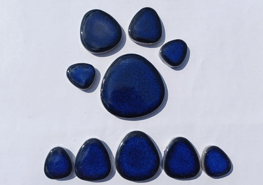 Dark Blue Pebble Mosaic Tiles - Half Pound Ceramic Tiles in Assorted Sizes
