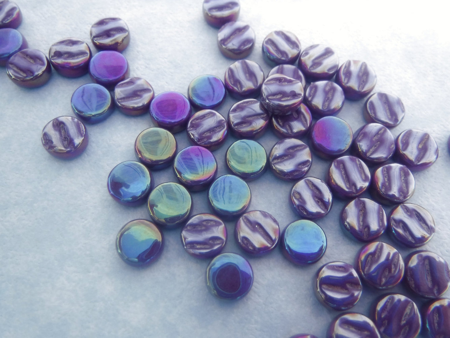 Purple Grape MINI Iridescent Glass Drops Mosaic Tiles - 50 grams - Over 100 Tiles