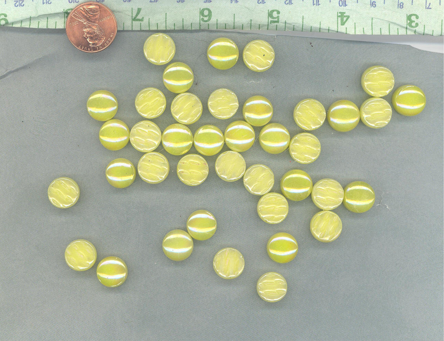 Lemon Chiffon Iridescent Glass Drops - 100 grams - Glass Gems in Acid Yellow - Over 60 Tiles