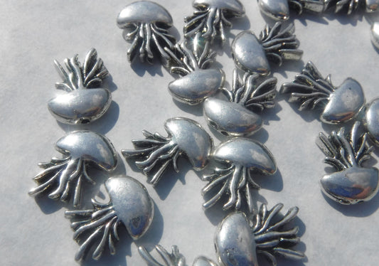 Jellyfish Beads - Silver-Toned 15mm - Tibetan Style
