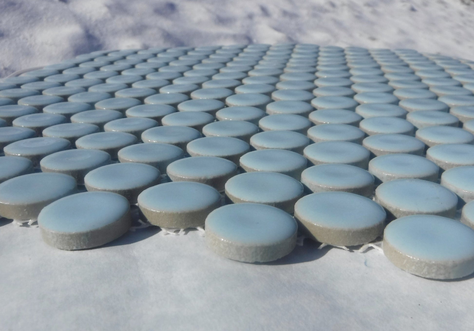 Pale Blue Ceramic Tiles - 2 cm Penny Rounds Mosaic Tiles - 25 Tiles - Porcelain Circles