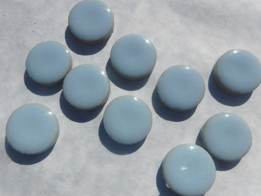 Pale Blue Ceramic Tiles - 2 cm Penny Rounds Mosaic Tiles - 25 Tiles - Porcelain Circles