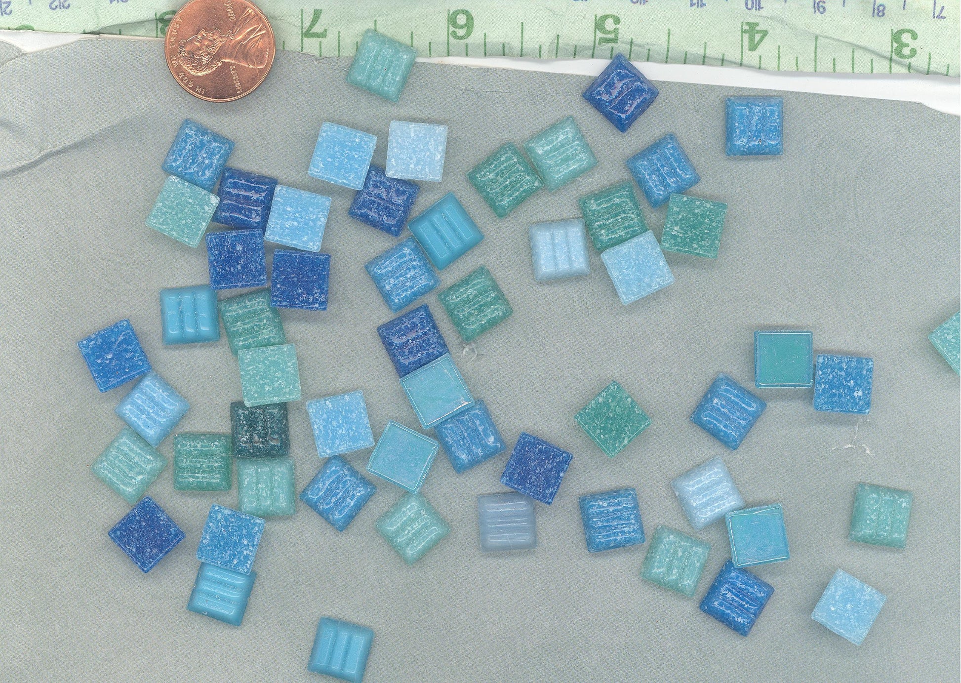Blue and Green Mix Glass Mosaic Tiles Squares - 1 cm - 100g of Venetian and Vitreous Glass in Aqua Vita Assortment - Approx 140 Tiles