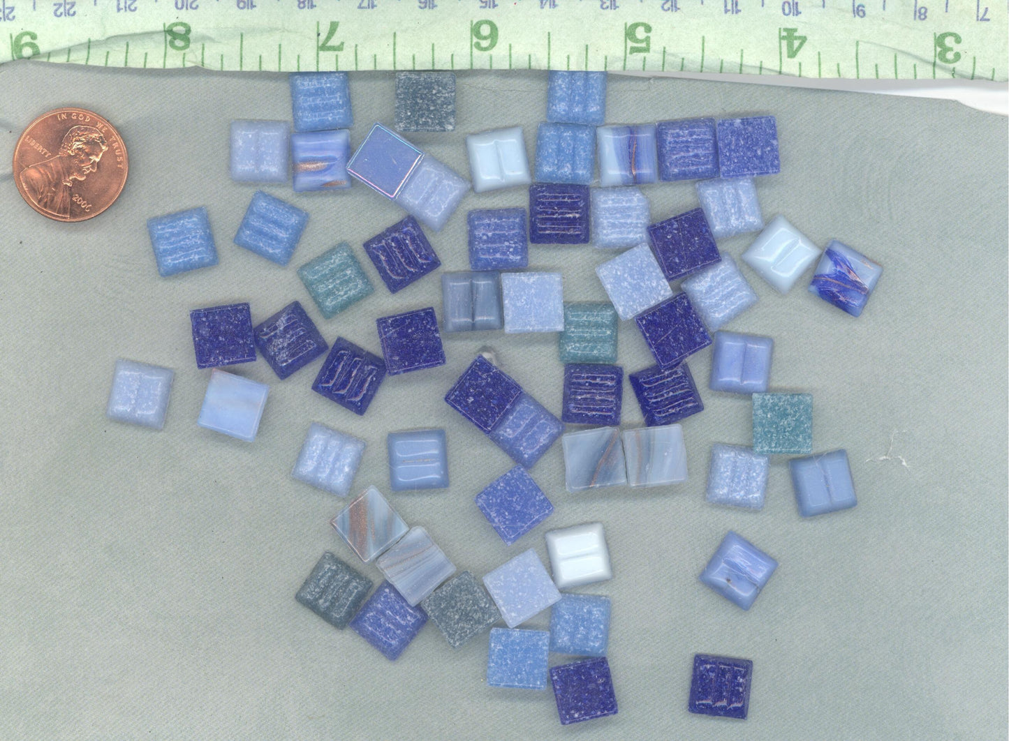 Dark and Light Blue Mix Glass Mosaic Tiles Squares - 1 cm - 100g of Venetian and Vitreous Glass in Big Sky Assortment - Approx 140 Tiles