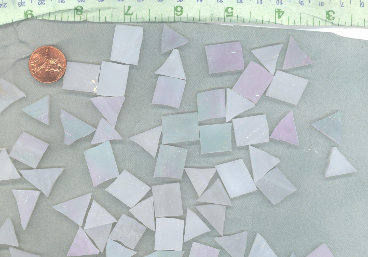 Stained Glass Mosaic Tiles - Iridescent Gray - 1/2 Pound - 5-15 mm Various Shapes