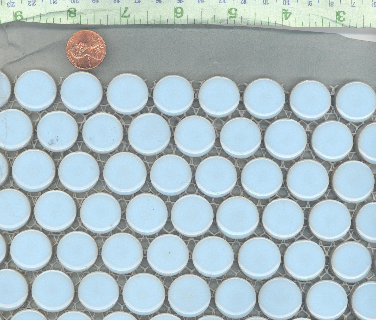 Pale Blue Ceramic Tiles - 2 cm Penny Rounds Mosaic Tiles - 25 Tiles - Porcelain Circles
