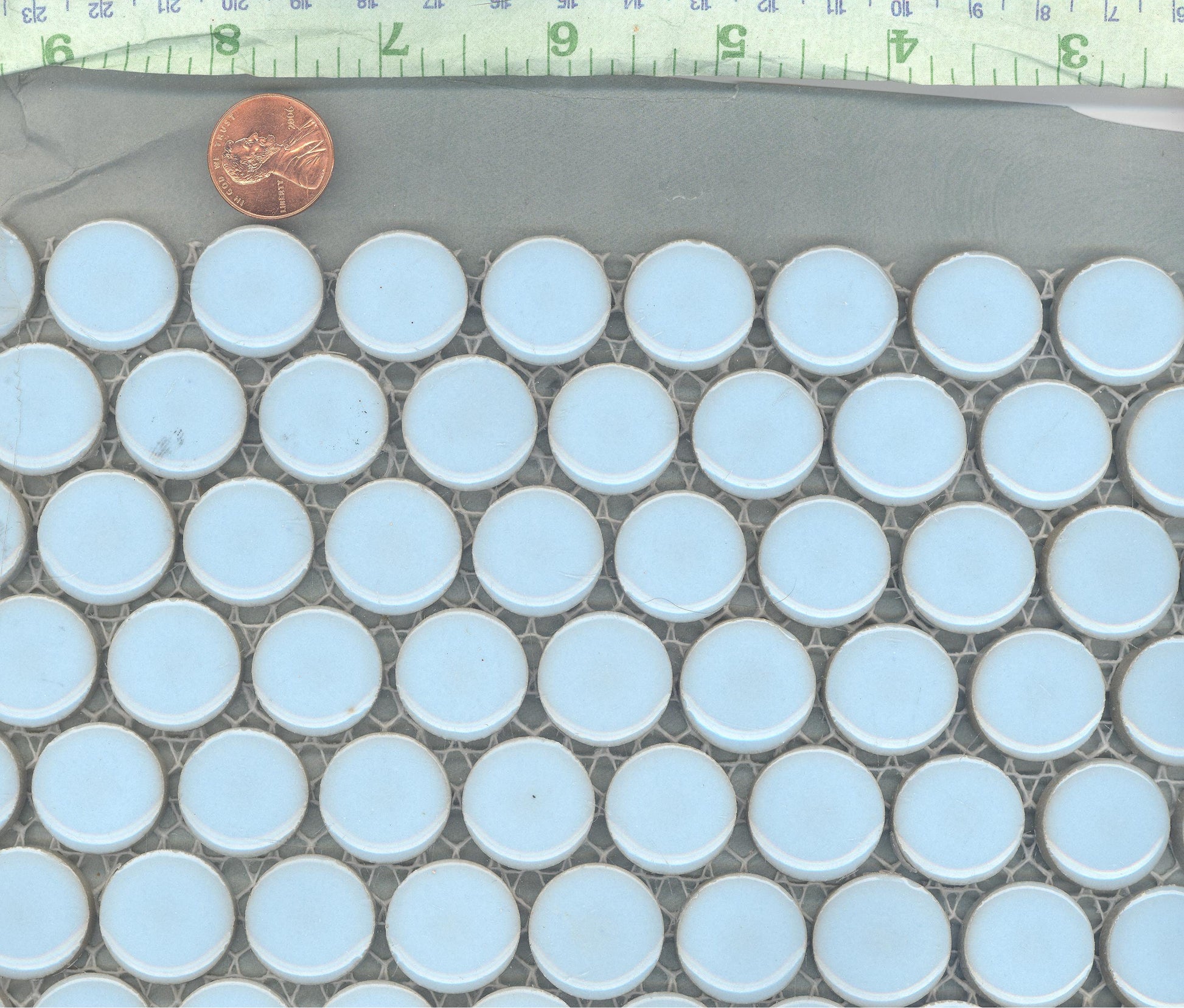 Pale Blue Ceramic Tiles - 2 cm Penny Rounds Mosaic Tiles - 25 Tiles - Porcelain Circles