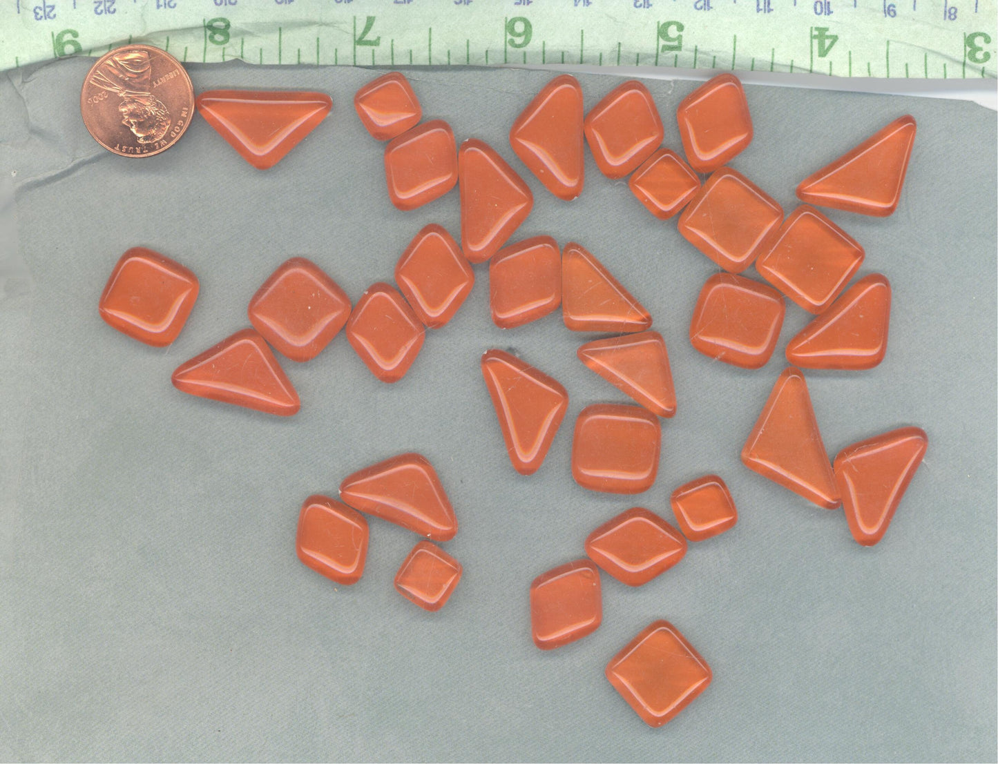 Orange Glass Puzzle Tiles - Assorted Shapes - 100 grams Mosaic Tiles