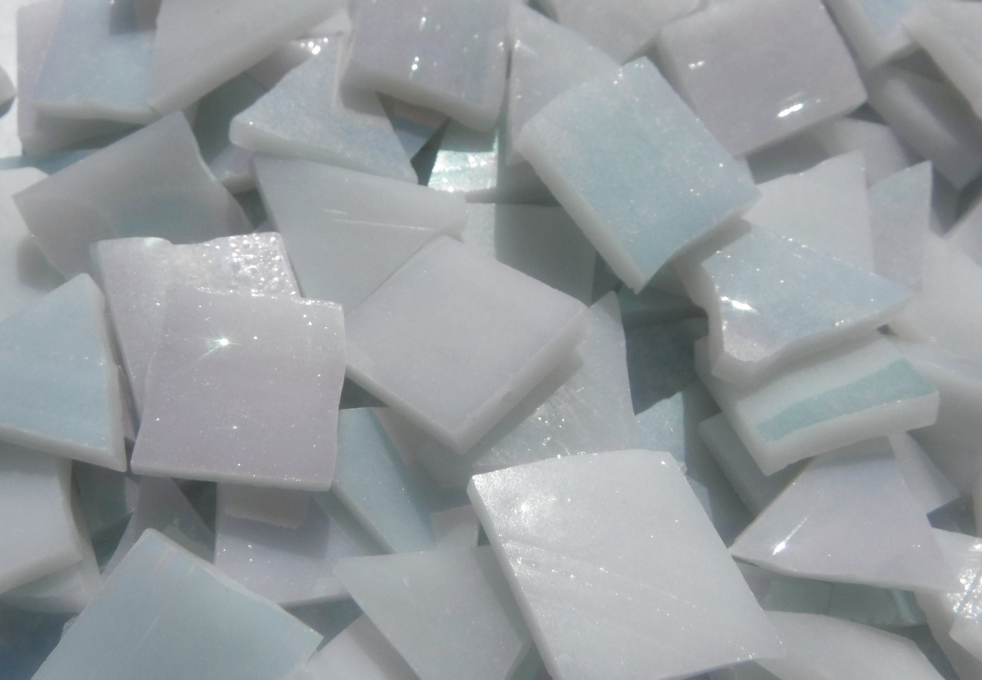 Stained Glass Mosaic Tiles - Iridescent Gray - 1/2 Pound - 5-15 mm Various Shapes