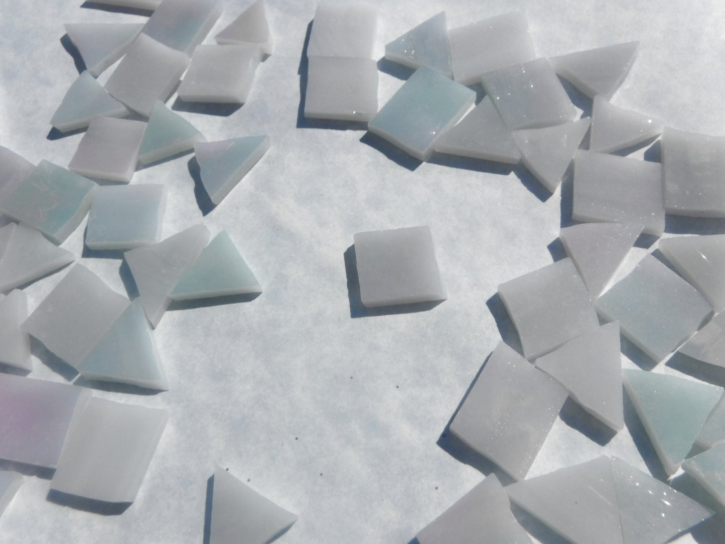 Stained Glass Mosaic Tiles - Iridescent Gray - 1/2 Pound - 5-15 mm Various Shapes