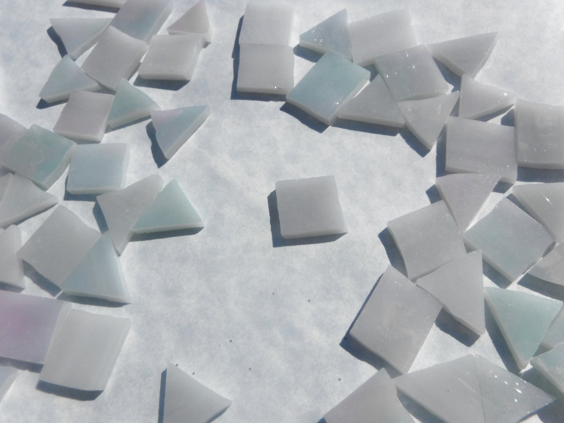 Stained Glass Mosaic Tiles - Iridescent Gray - 1/2 Pound - 5-15 mm Various Shapes