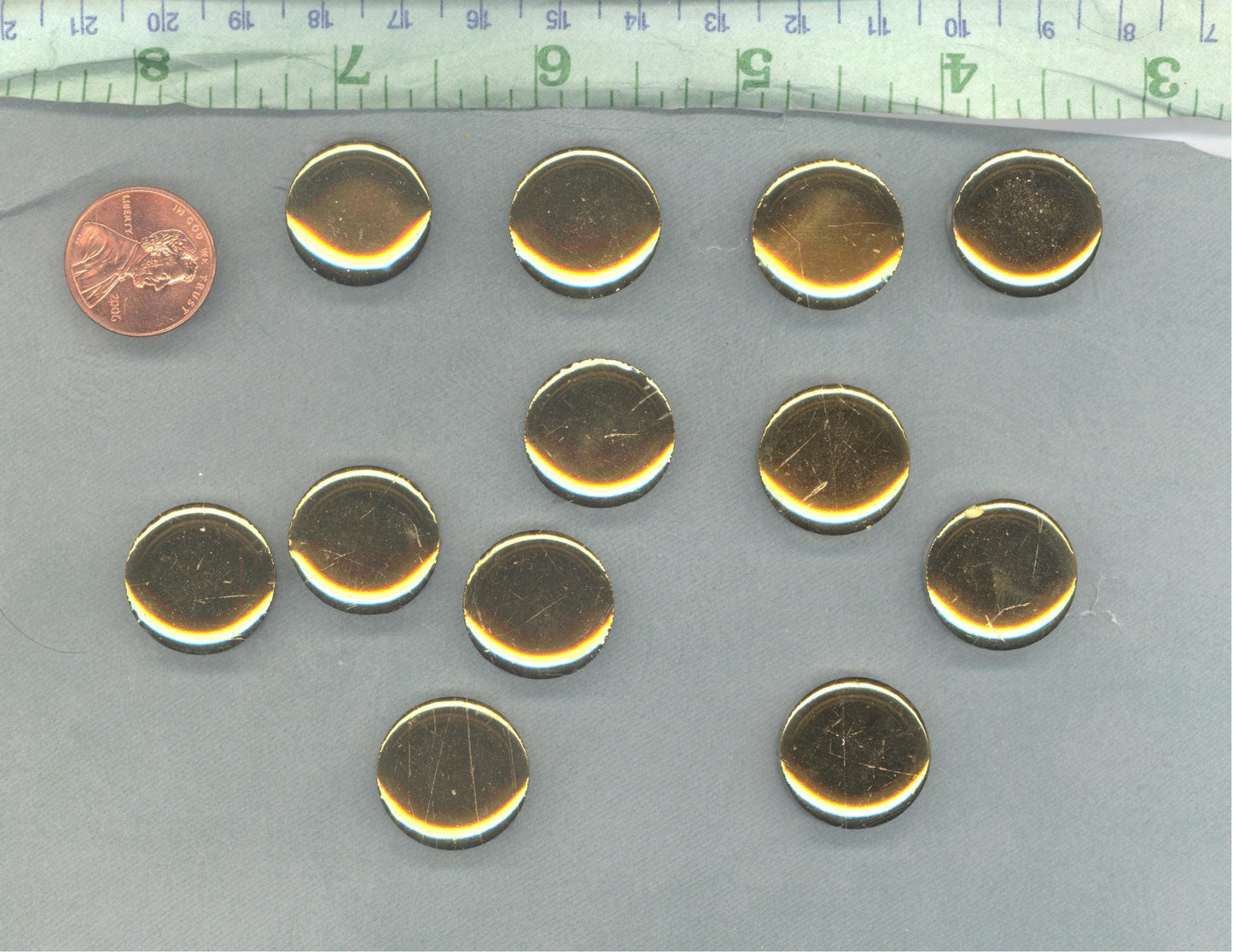 Gold Circles Mosaic Tiles -Metallic 2 cm Penny Rounds - .8 inch - 25 Tiles