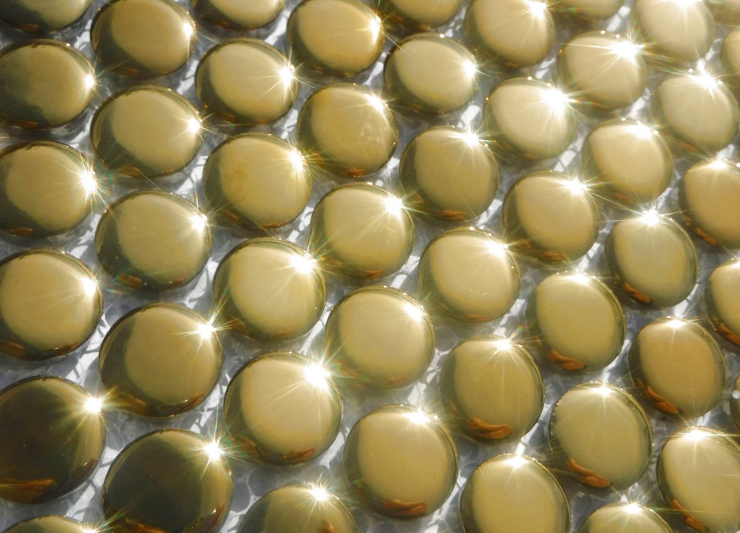 Gold Circles Mosaic Tiles -Metallic 2 cm Penny Rounds - .8 inch - 25 Tiles