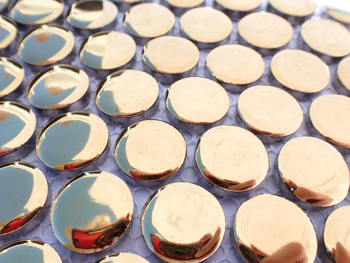 Gold Circles Mosaic Tiles -Metallic 2 cm Penny Rounds - .8 inch - 25 Tiles