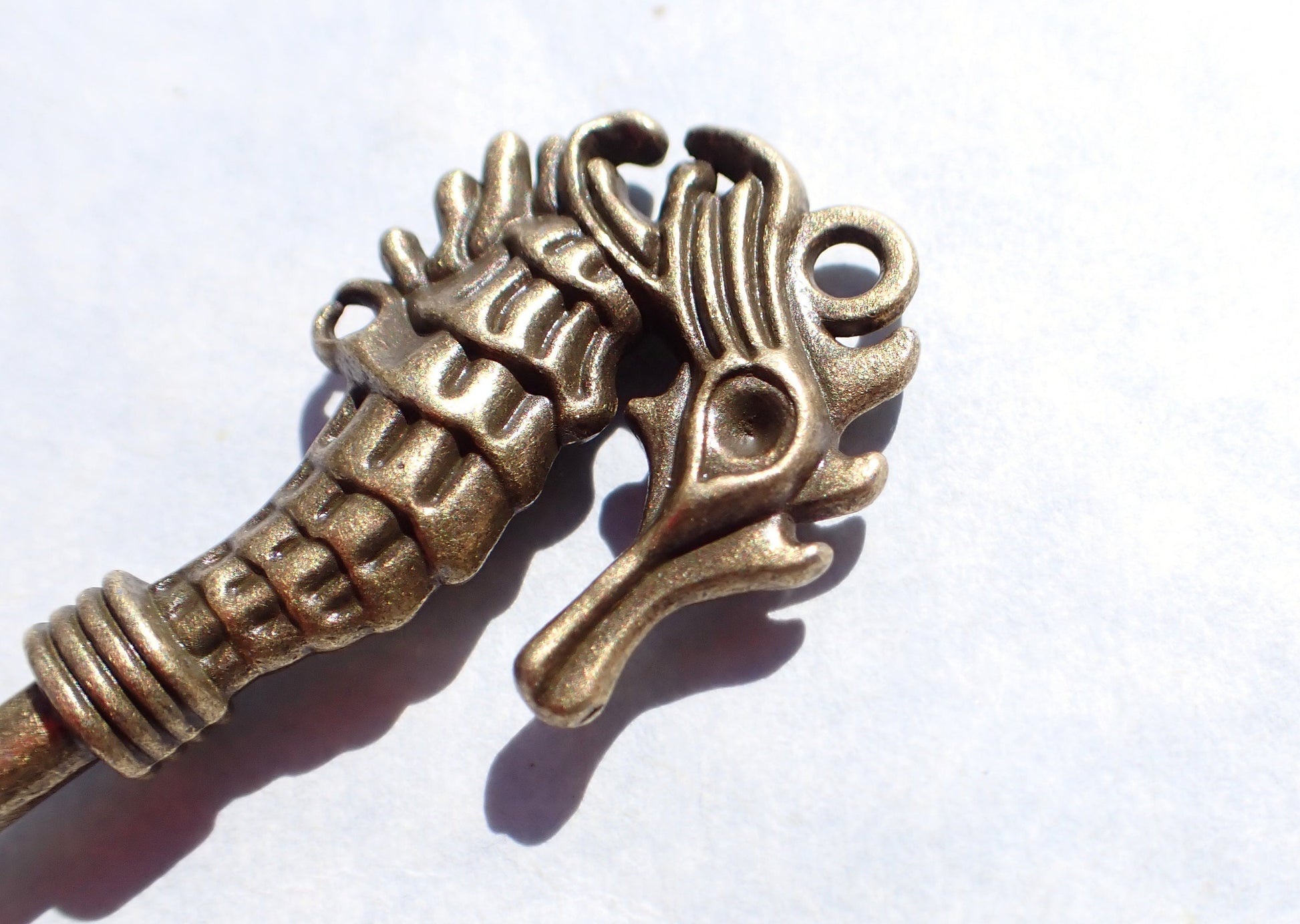 Seahorse Keys - Set of 2 New Bronze Toned Skeleton Keys Charms for Mosaics Mixed Media Art Jewelry