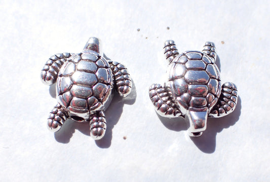 Turtle Beads - Silver-Toned 15mm - Tibetan Style Tortoise