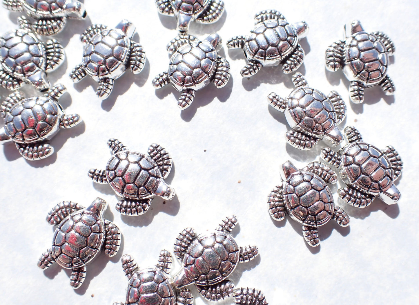 Turtle Beads - Silver-Toned 15mm - Tibetan Style Tortoise