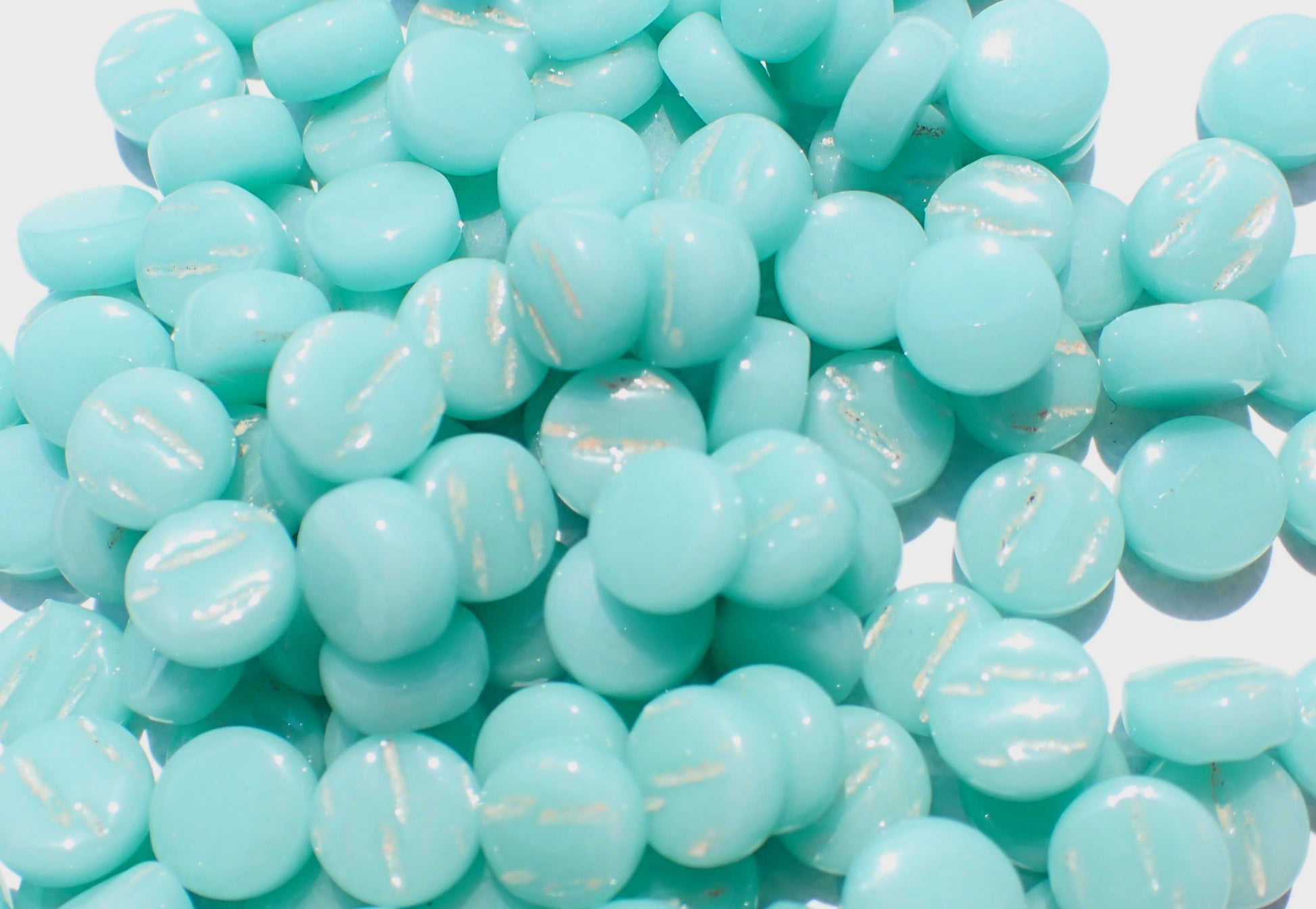 Pale Teal MINI 8mm Glass Drops Mosaic Tiles - 50 grams