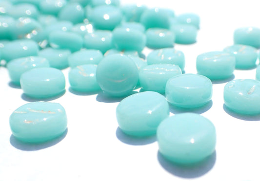 Pale Teal MINI 8mm Glass Drops Mosaic Tiles - 50 grams