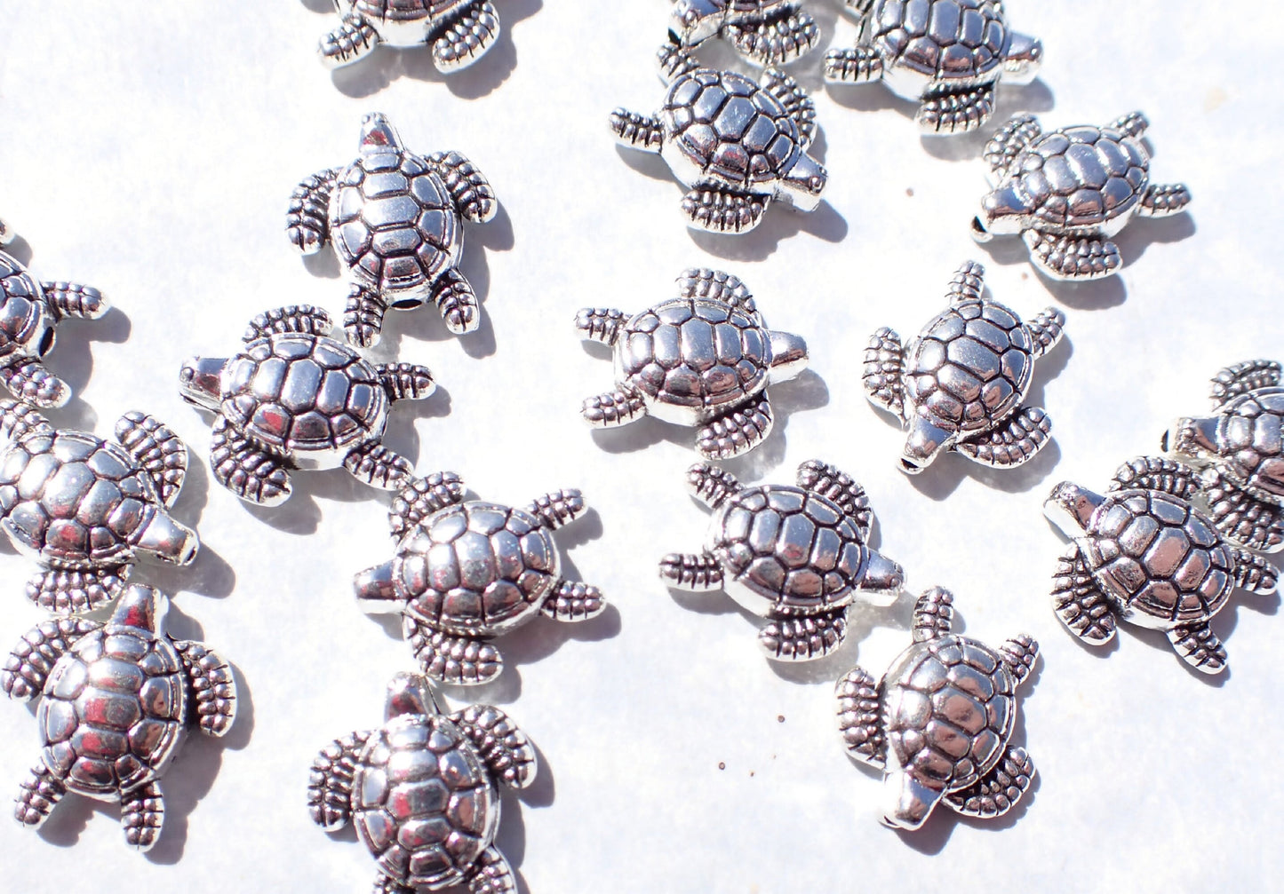 Turtle Beads - Silver-Toned 15mm - Tibetan Style Tortoise