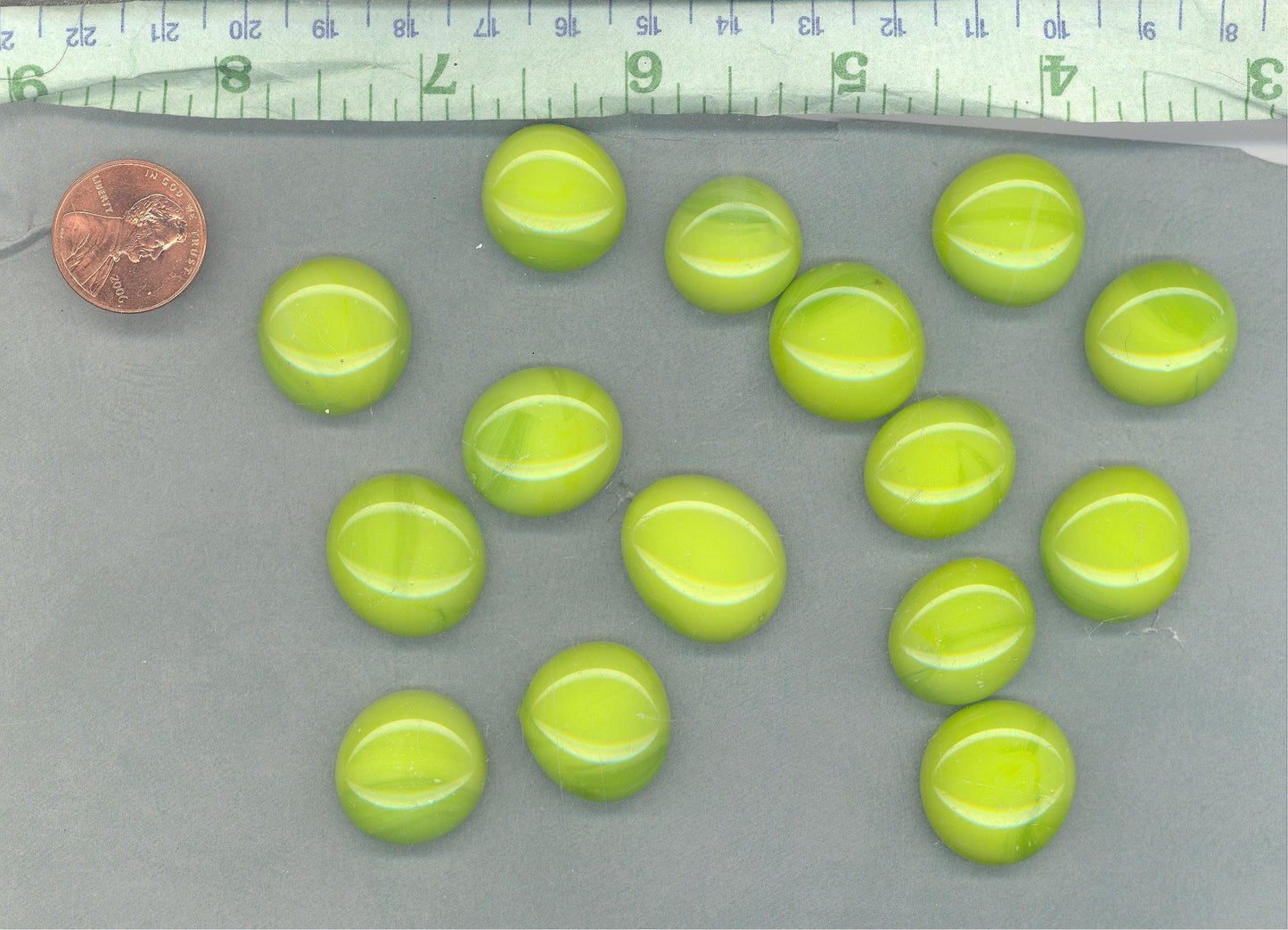 Lime Green Glass Gems Mosaic Tiles - Set of 25