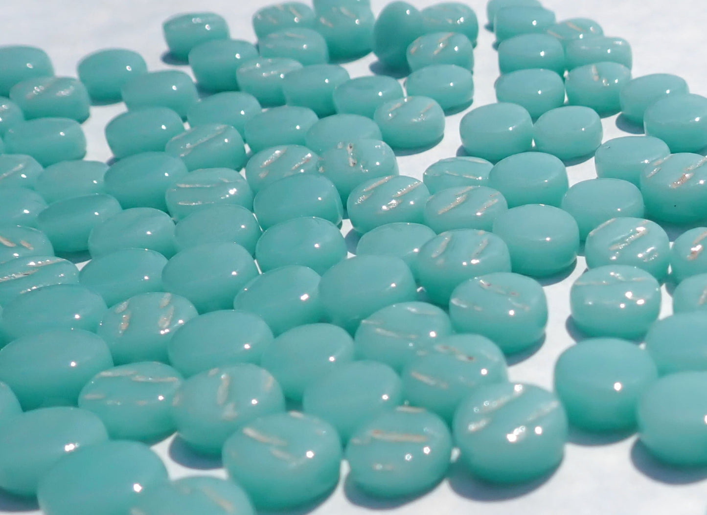 Pale Teal MINI 8mm Glass Drops Mosaic Tiles - 50 grams