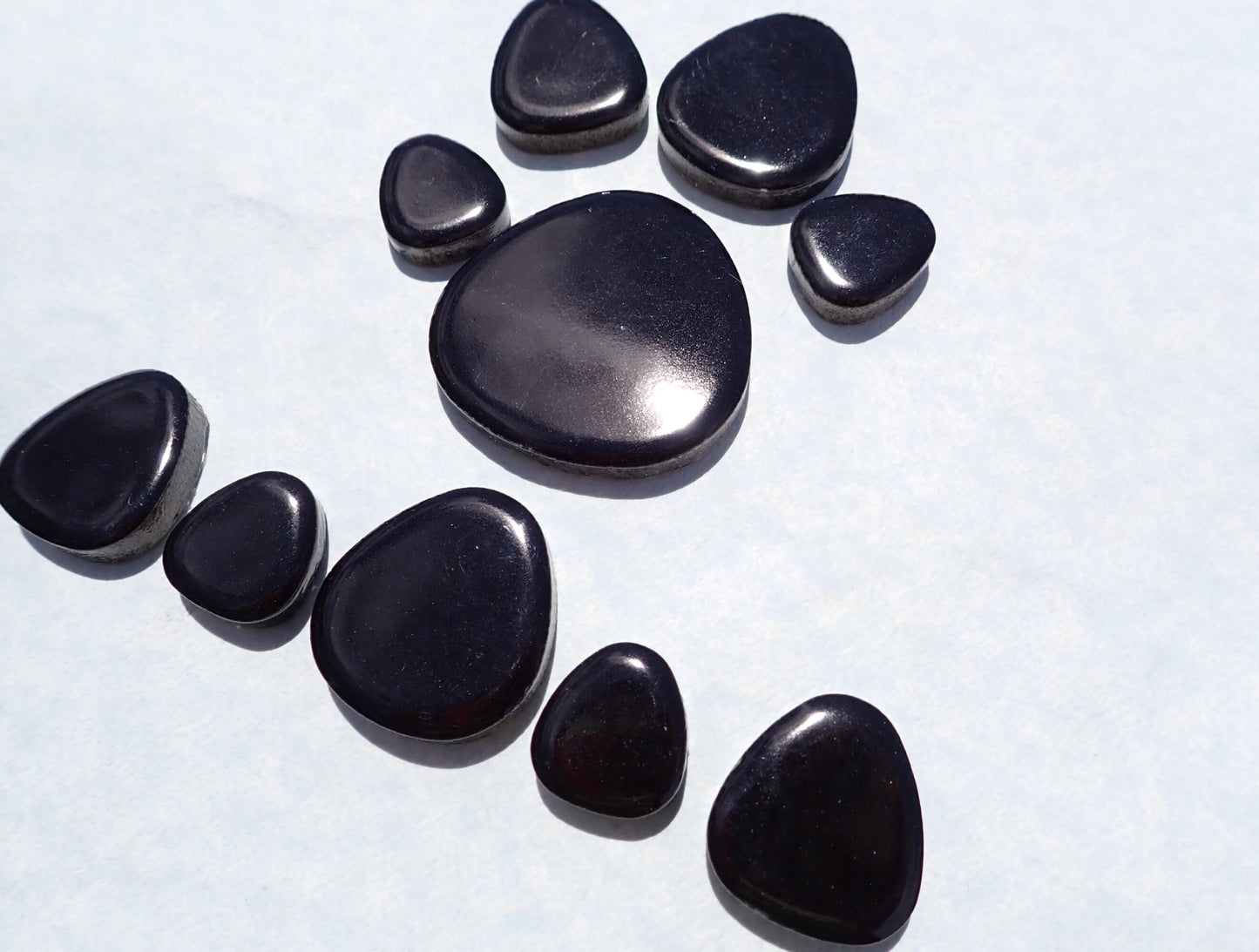 Black Pebble Mosaic Tiles - Half Pound Ceramic Tiles in Assorted Sizes