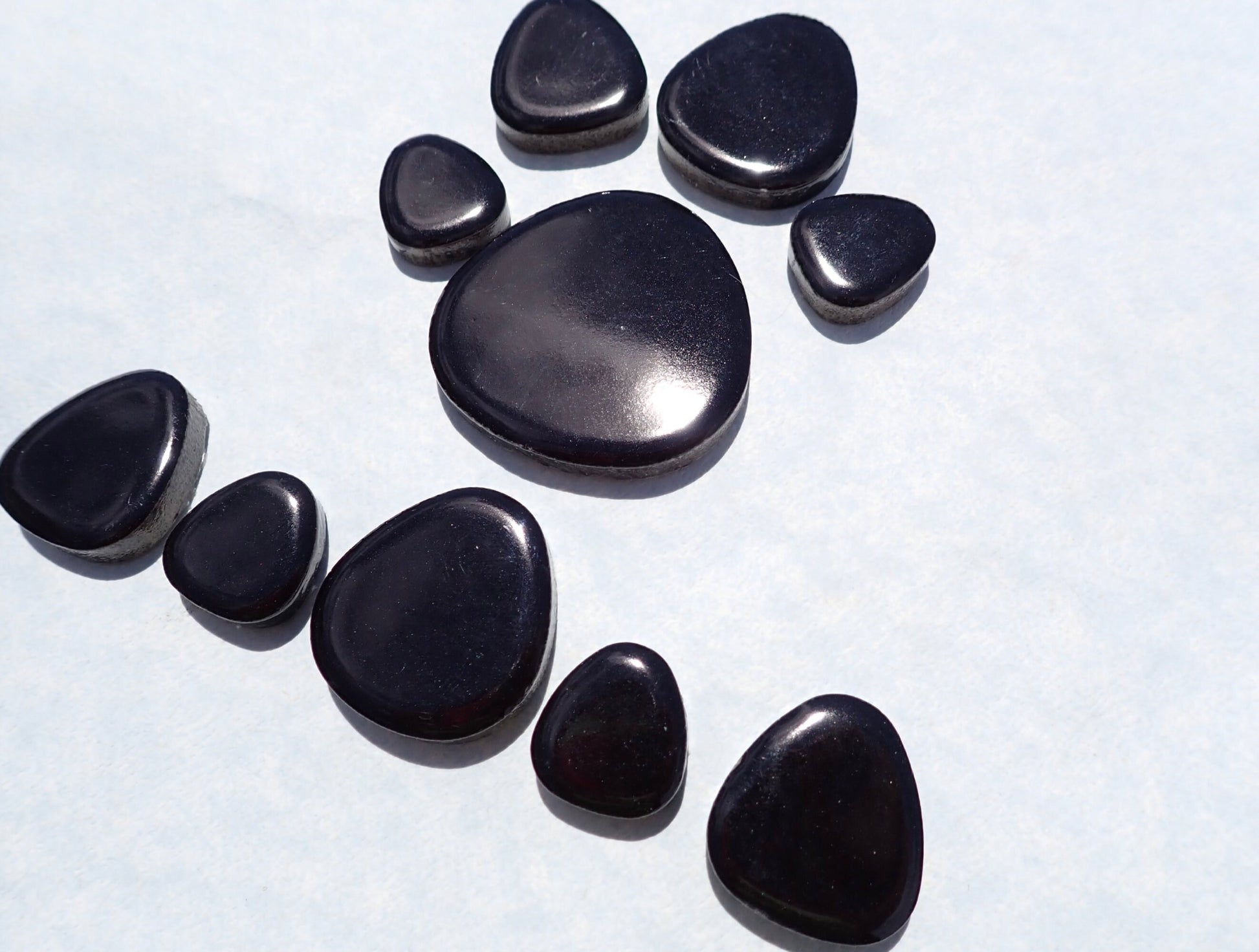 Black Pebble Mosaic Tiles - Half Pound Ceramic Tiles in Assorted Sizes