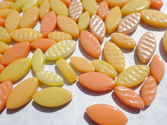 Yellow and Orange Glass Leaves - 50g of Petals in 14mm and 19mm Mix of 2 Sizes - Jonquil