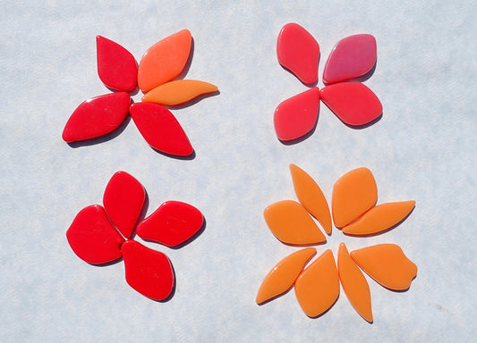 Orange and Red Glass Petals - 50g of Leaves in a Mix of Shapes and Sizes - Nasturtium Bouquet