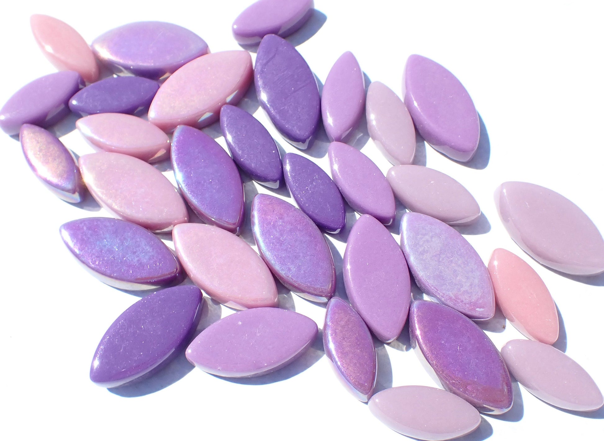Pink and Purple Glass Leaves - 50g of Petals in 14mm and 19mm Mix of 2 Sizes - Heather