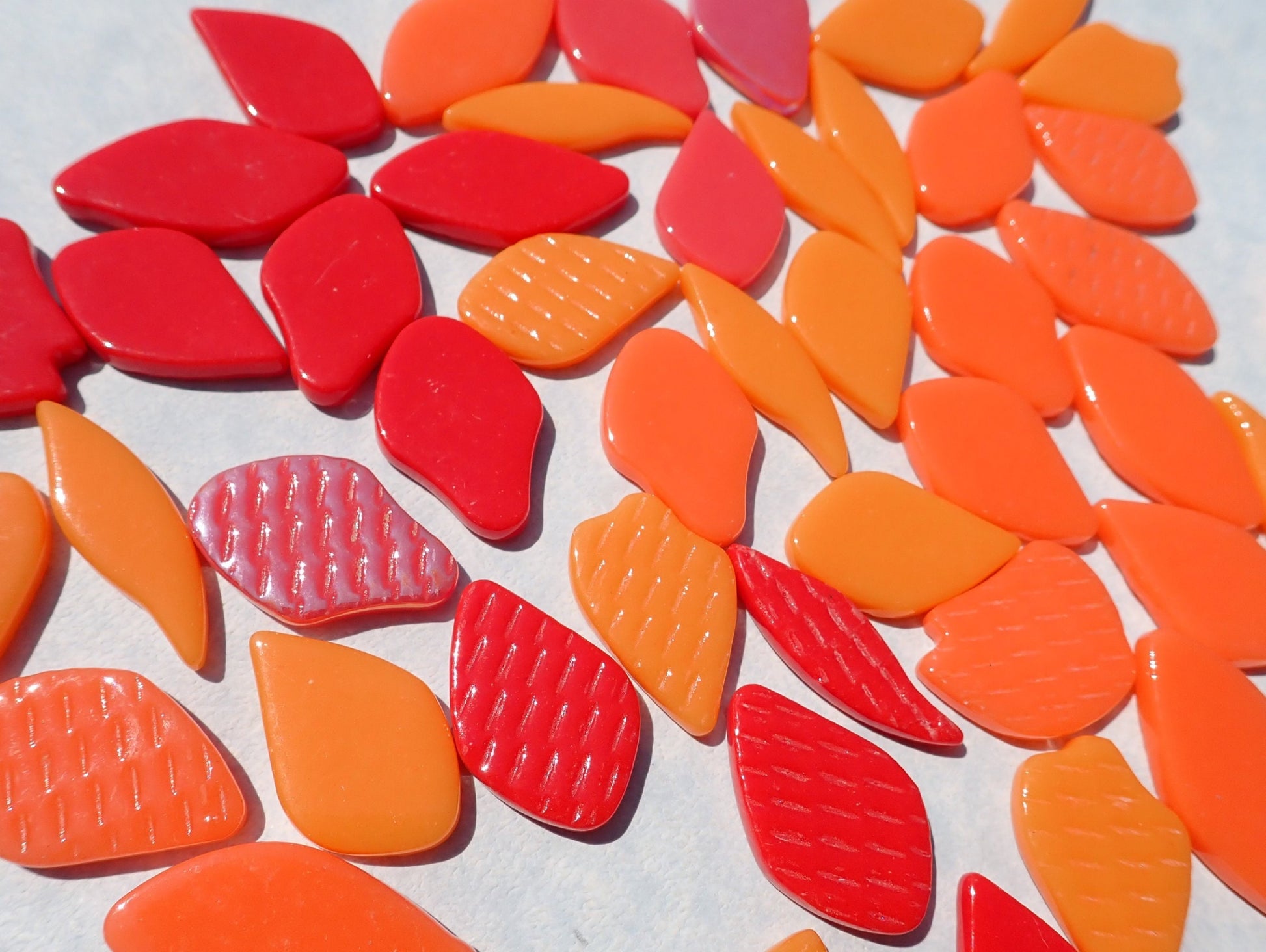 Orange and Red Glass Petals - 50g of Leaves in a Mix of Shapes and Sizes - Nasturtium Bouquet