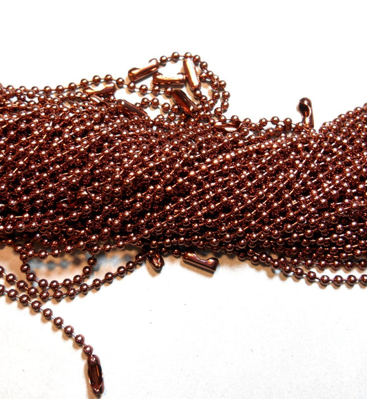 Chocolate Brown Ball Chain Necklaces - 24 inch - 2.4mm Diameter - Set of 25